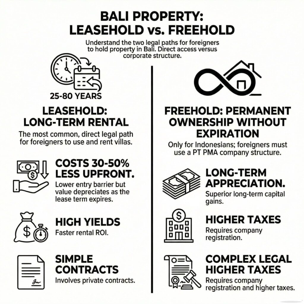 Differences between leasehold and freehold in bali