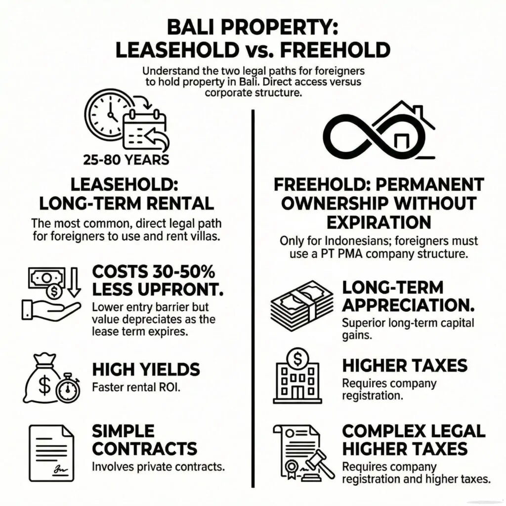 Differences between leasehold and freehold in bali
